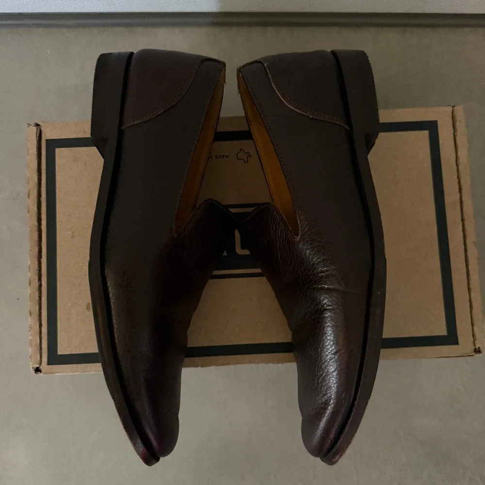 Tecovas The Monterrey Mens 12D Hickory Bison Leather Loafers Slip On Shoes